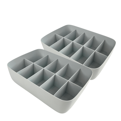 Pack of 2 Multi-Compartment Plastic Storage Organizer