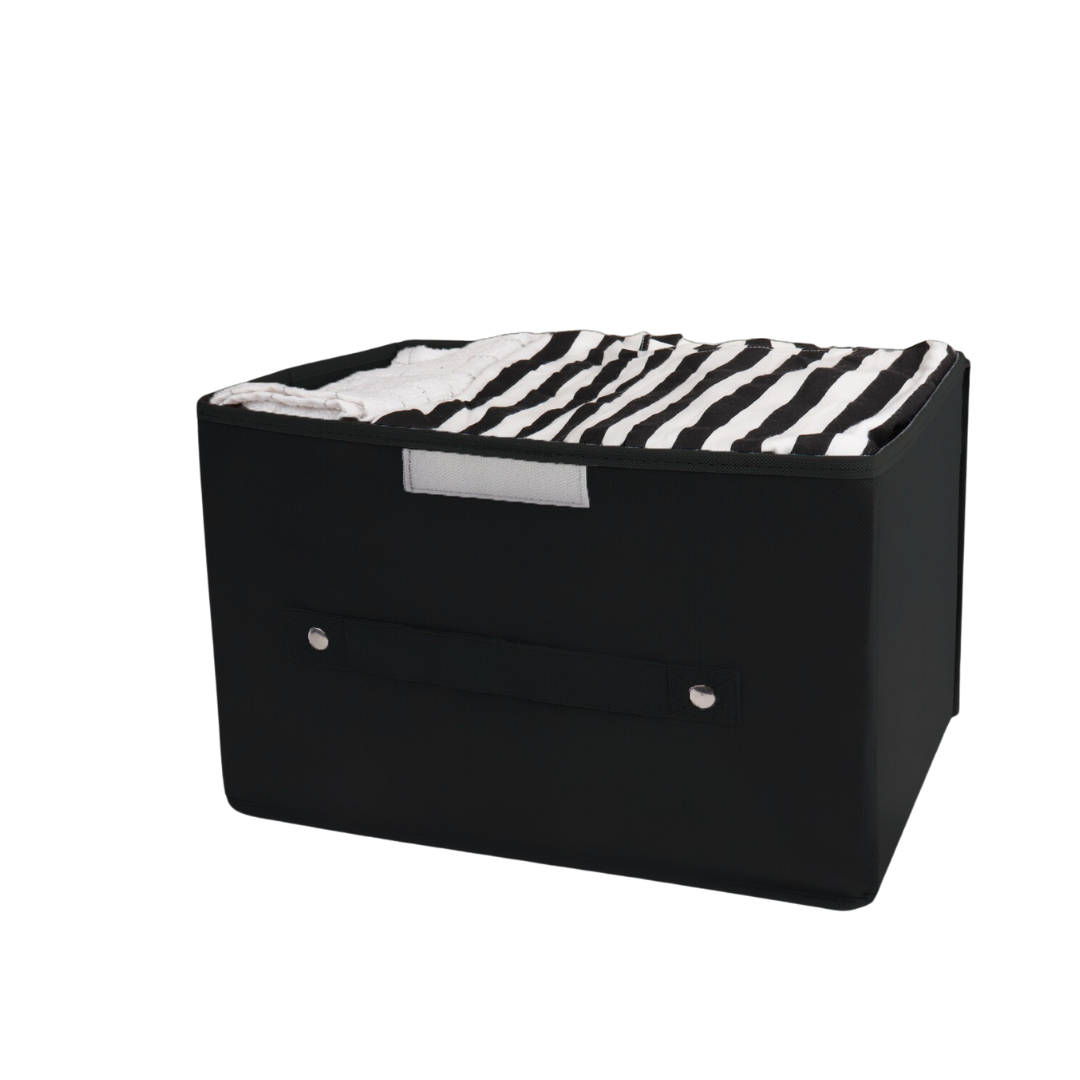 Black storage box with lid