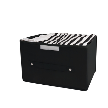 Black storage box with lid