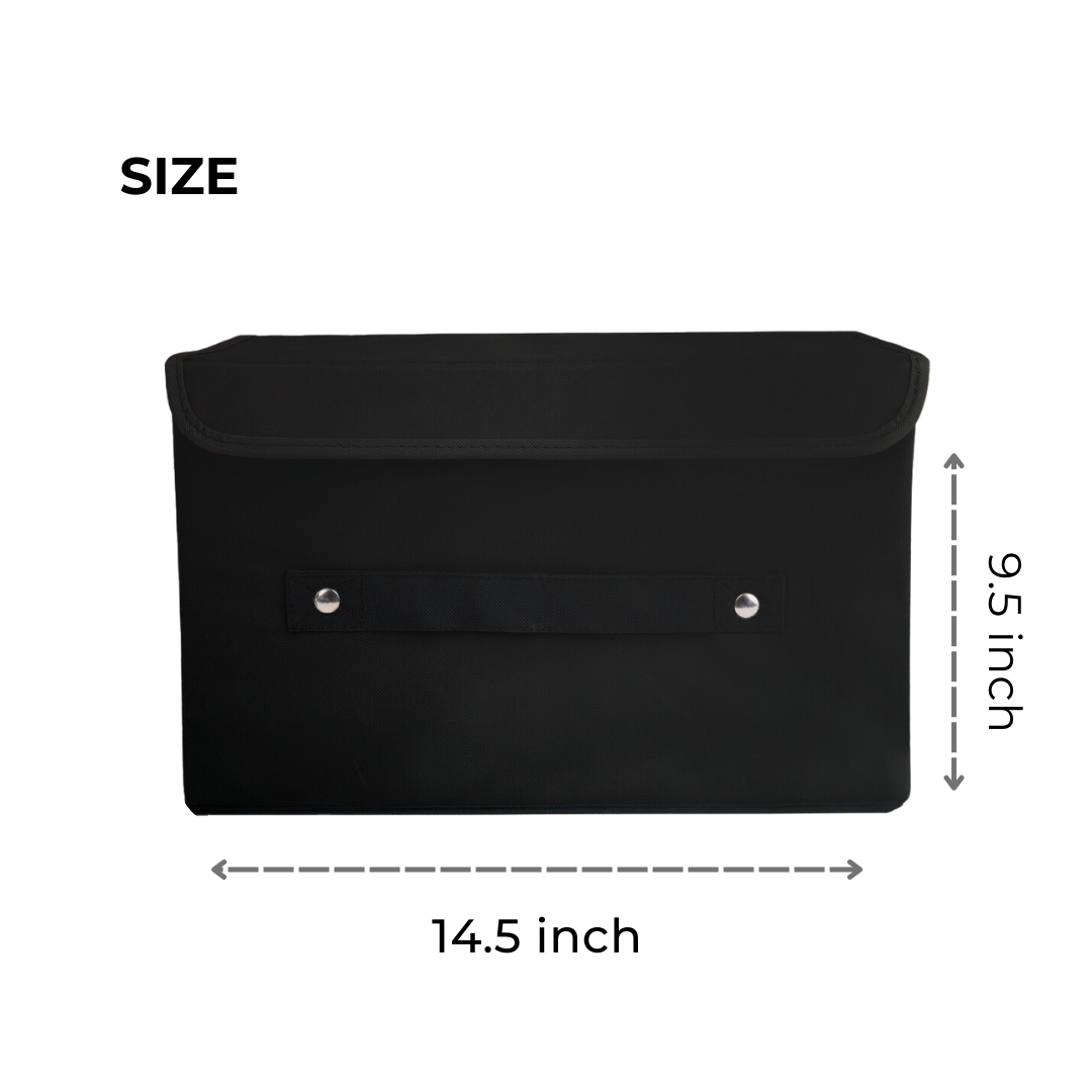 Qoolish Pack of 2 Black Storage Box with Lid