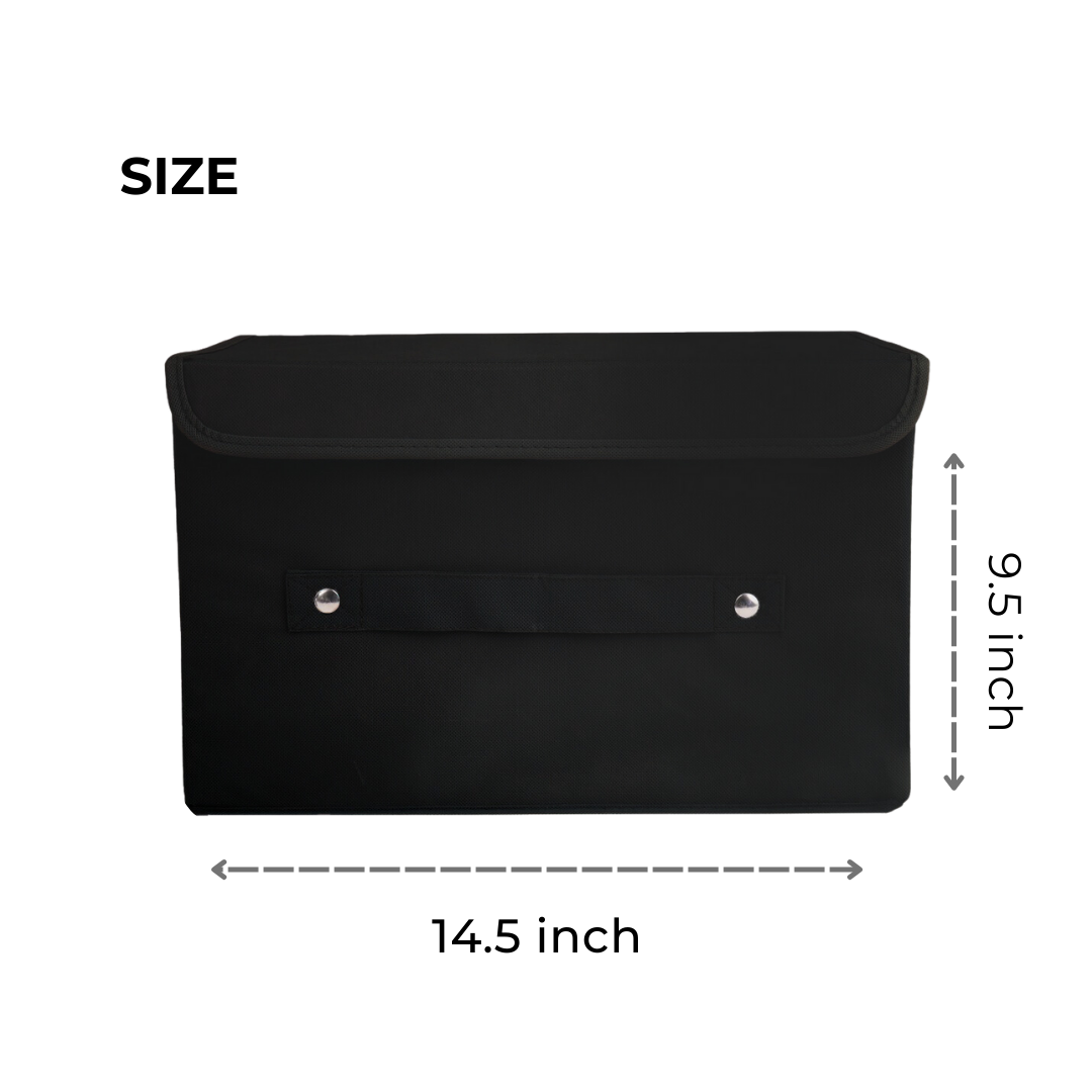 Black storage box with lid