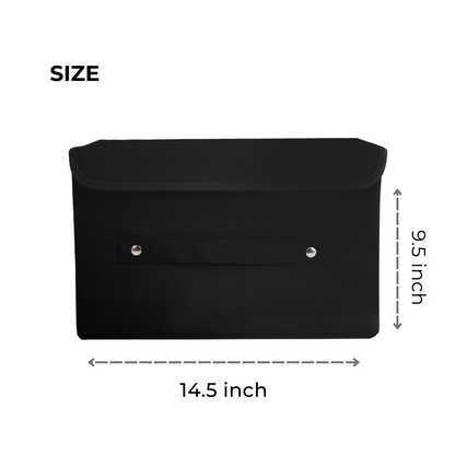 Black storage box with lid