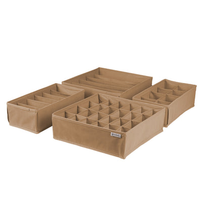 Qoolish Pack of 4 Beige Drawer Organizers: Elevate Your Organization with Style!