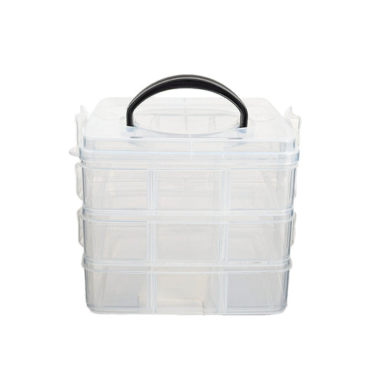 Qoolish 3-Layer Portable Jewelry Organizer Box - Transparent with Dividers