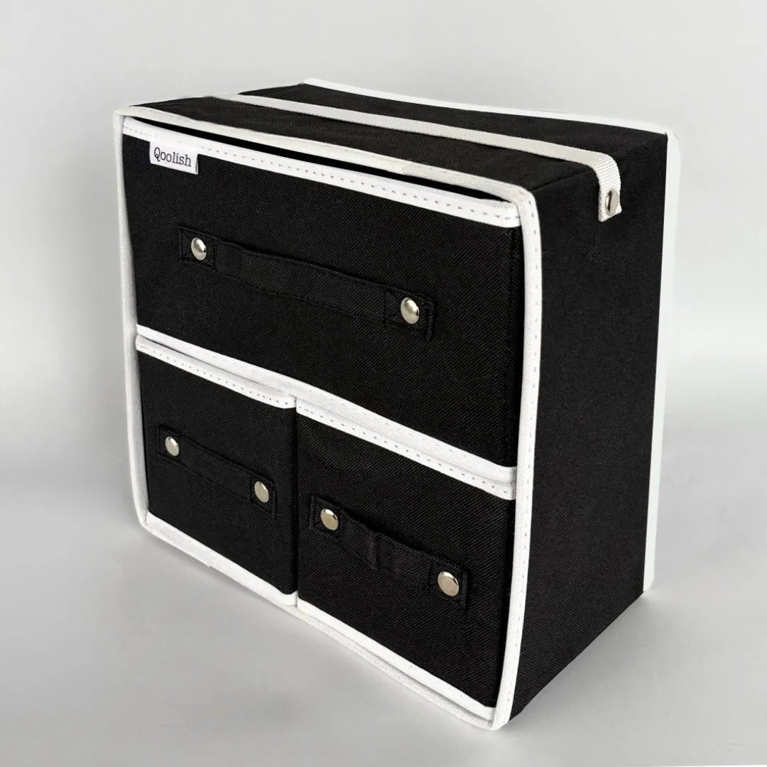 Qoolish Makeup & Jewellery Organizer Box – Black & White (Available in 3 colors)