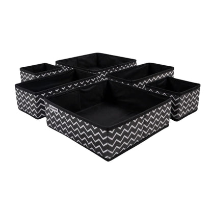 Qoolish 6-Pack Drawer Organizers- Black Stripes