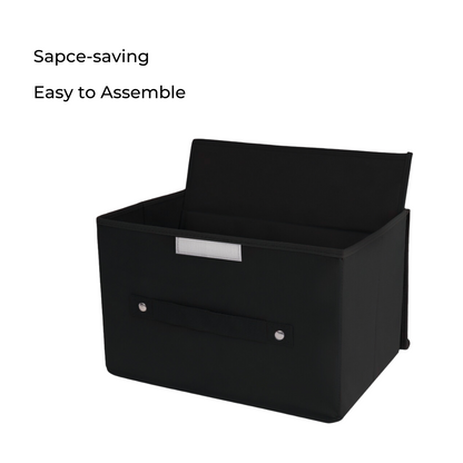Black storage box with lid