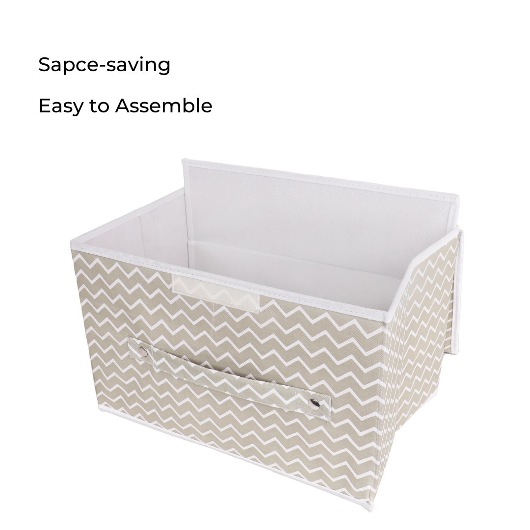 Qoolish Pack of 1 White Stripe Storage Box with Lid - Tidy up your space!