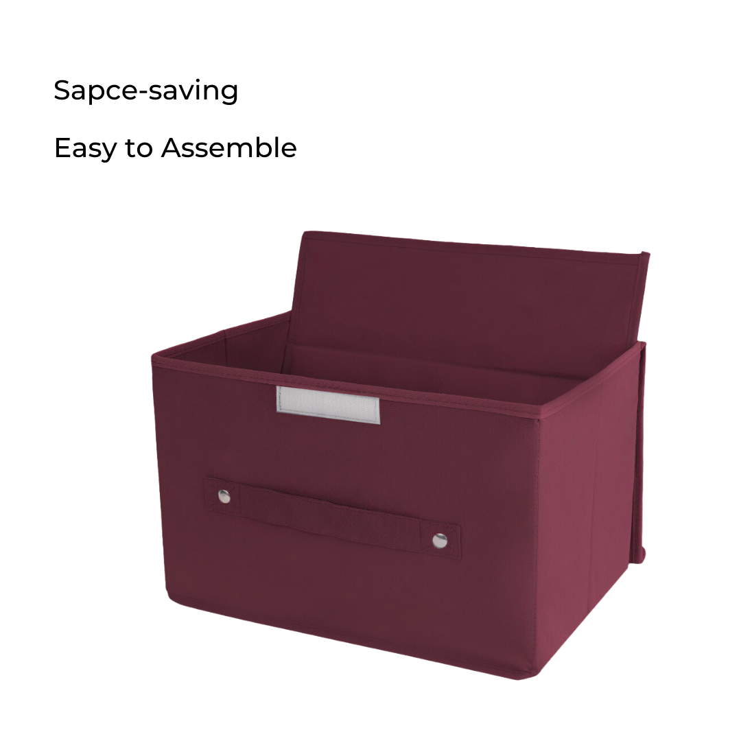 Maroon storage box with lid