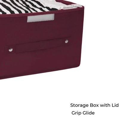 Maroon storage box with lid