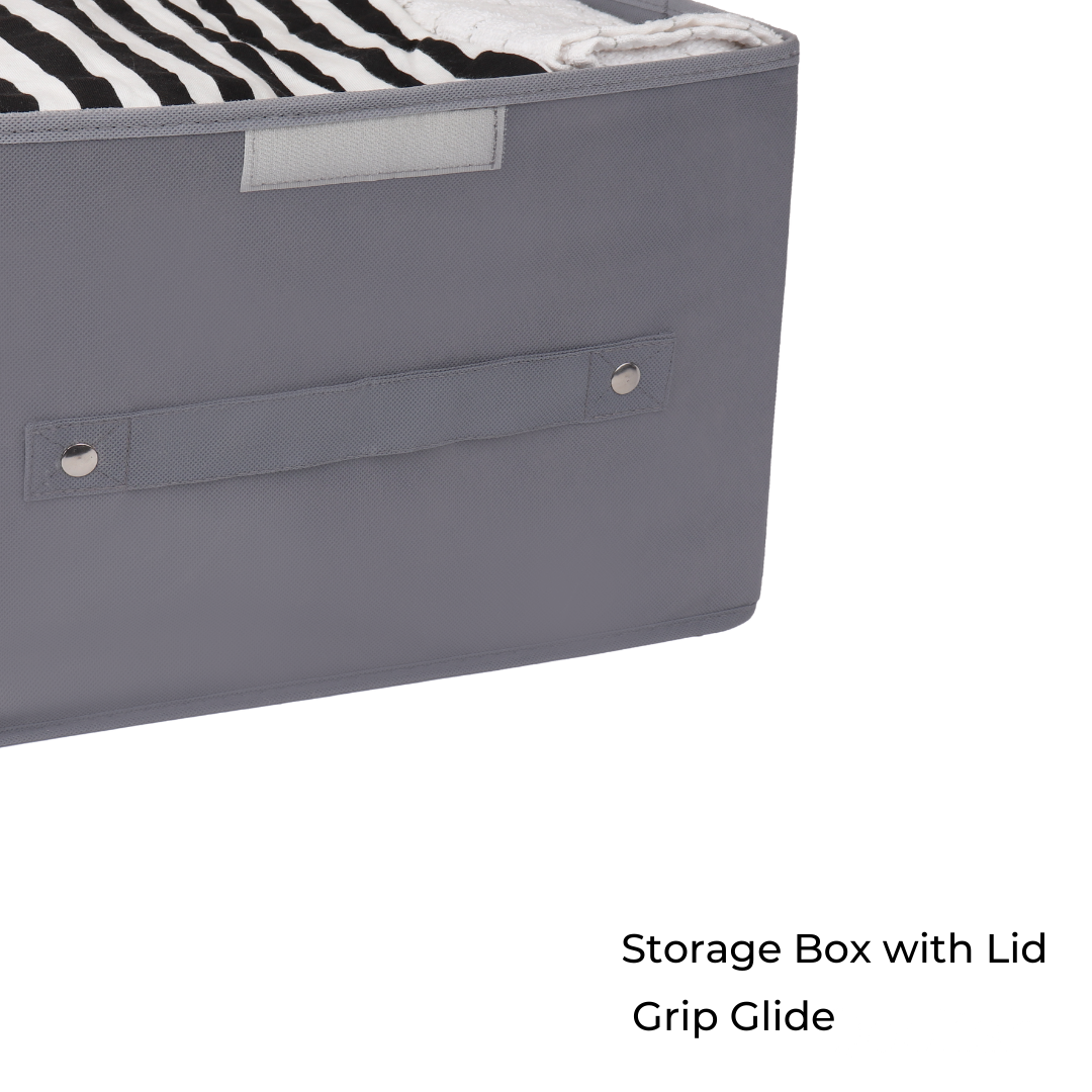 Grey storage box with lid
