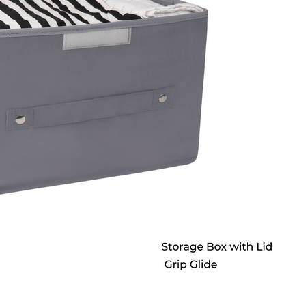 Grey storage box with lid