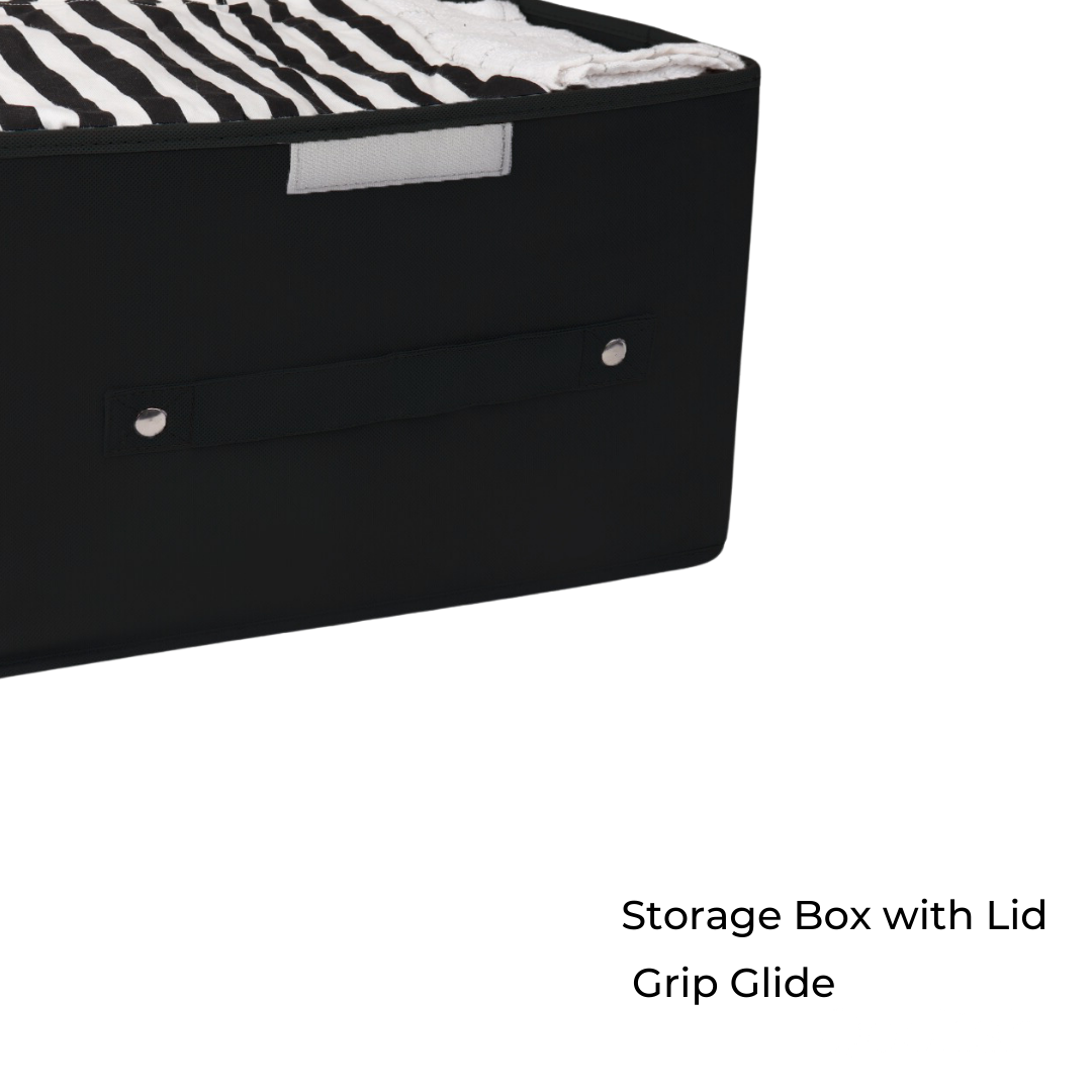 Qoolish Pack of 2 Black Storage Box with Lid