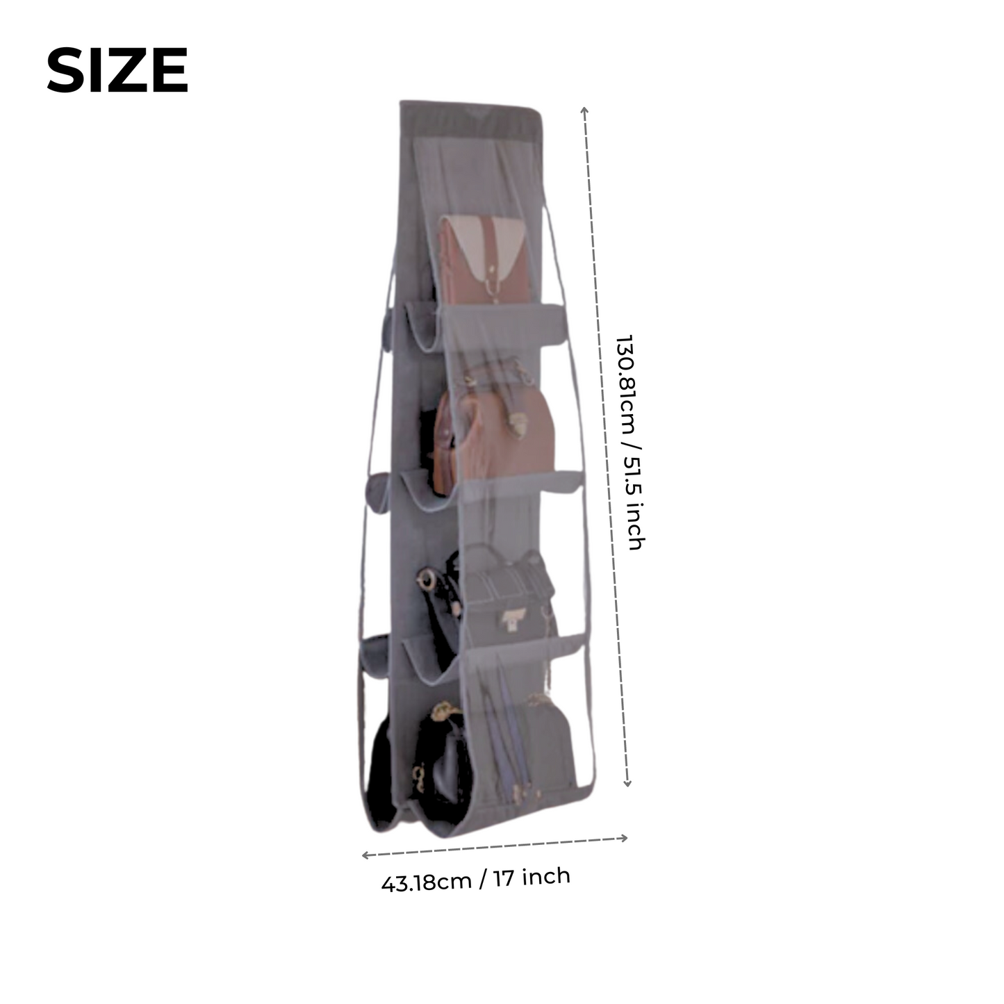 Qoolish Pack of 1: 8 pocket hanging purse organizer