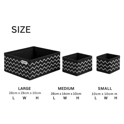 Qoolish 6-Pack Drawer Organizers- Black Stripes