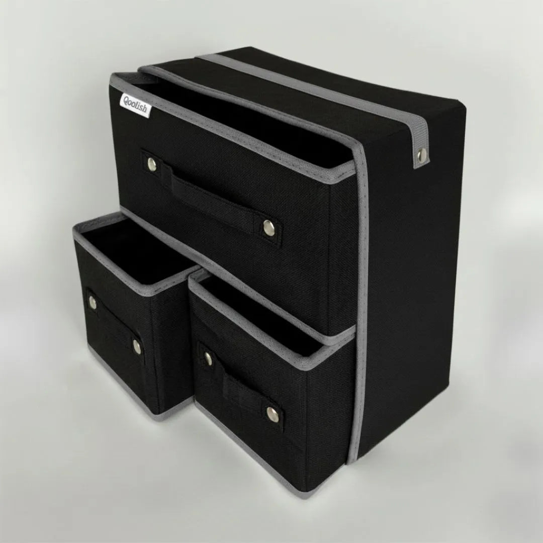 Qoolish Makeup & Jewellery Organizer Box – Black & White (Available in 3 colors)