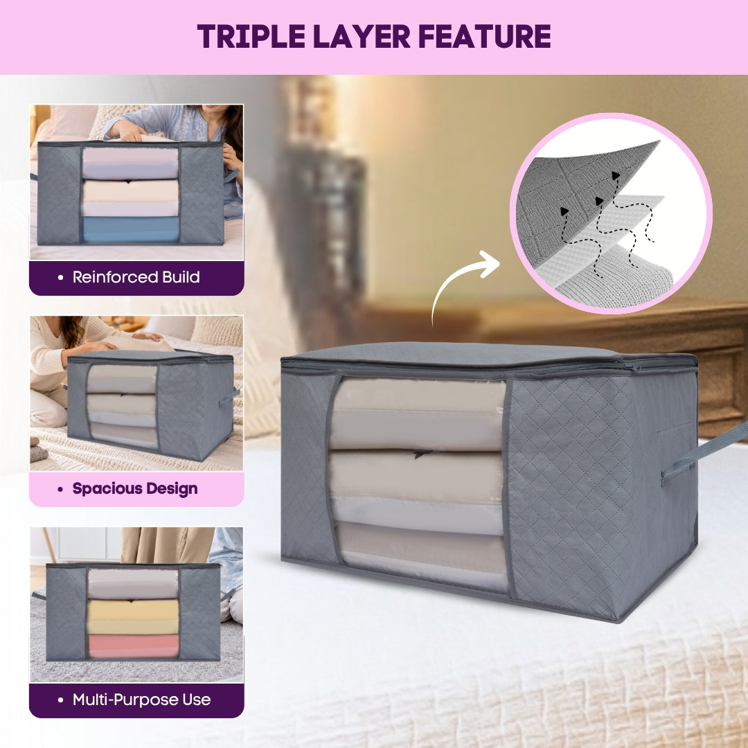 Qoolish 3- layers Foldable Strong Storage Bag (Available in Pack of 3 and Pack of 5) (Copy)
