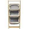 3 Tier Fold Out Hamper Shelf Storage, Foldable Bamboo Laundry Hamper, Laundry Basket Organizer for Bedroom Bathroom Laundry Clothes Towels
