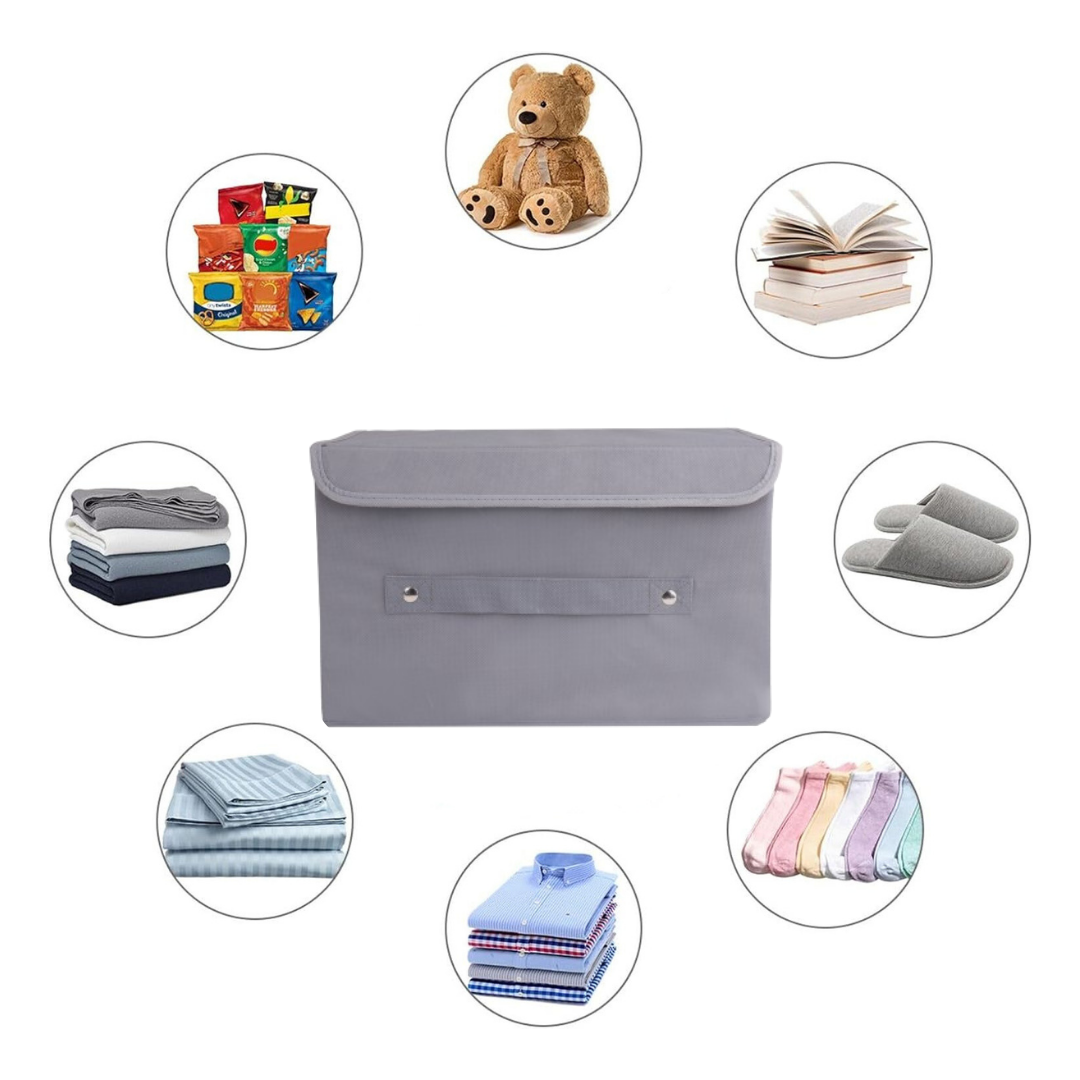 Qoolish Pack of 1 Grey Storage Box with Lid  - Tidy up your space!