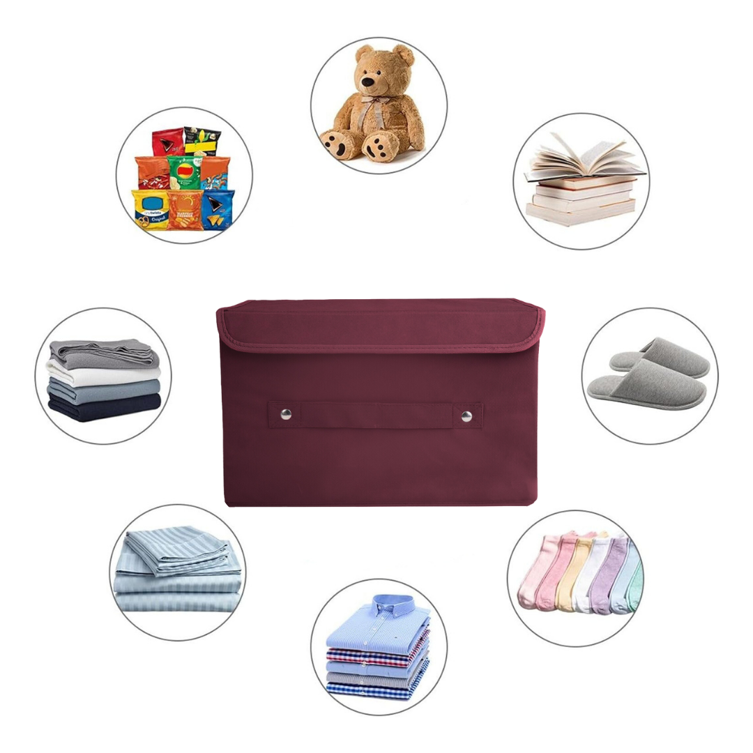 Qoolish Pack of 1 Maroon Storage Box with Lid ! ( Available in 4 Color's)