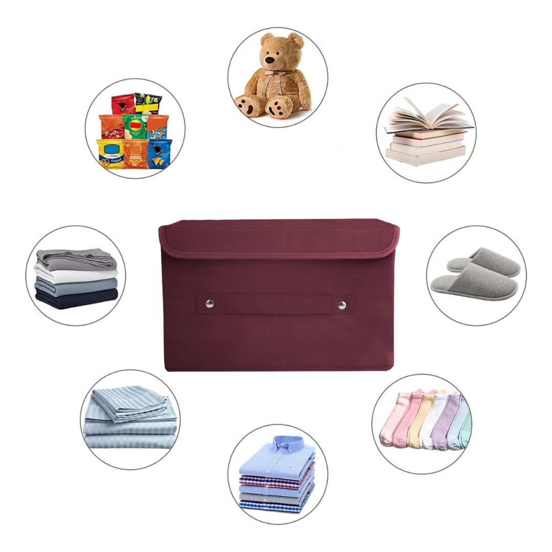 Maroon storage box with lid