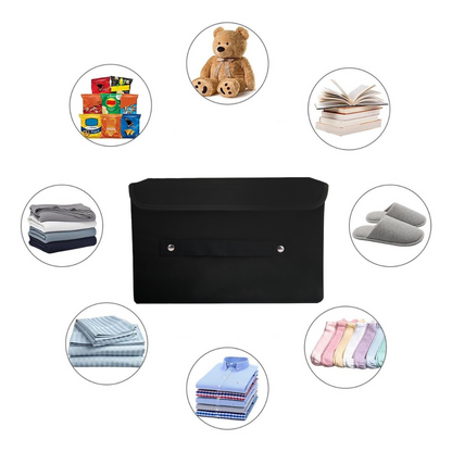 Black storage box with lid