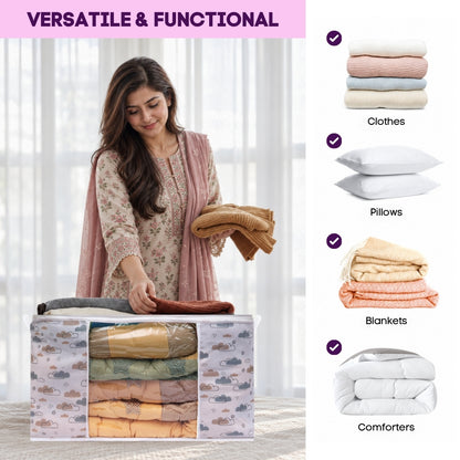 Qoolish Storage Bag - Dreamy Clouds Warm Neutral Hues (Available in Pack of 3 and Pack of 5)