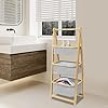 3 Tier Fold Out Hamper Shelf Storage, Foldable Bamboo Laundry Hamper, Laundry Basket Organizer for Bedroom Bathroom Laundry Clothes Towels