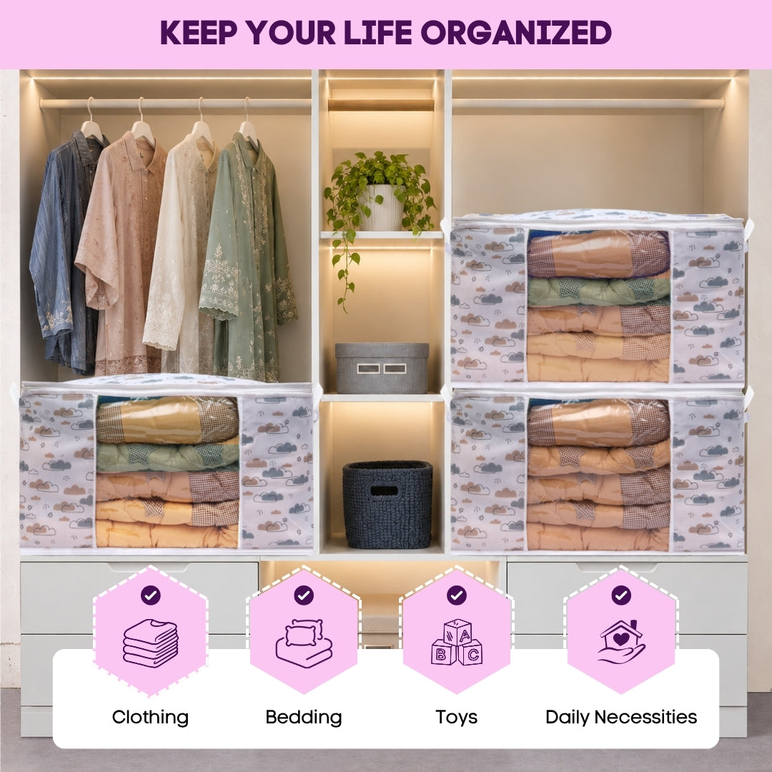 Qoolish Storage Bag - Dreamy Clouds Warm Neutral Hues (Available in Pack of 3 and Pack of 5)