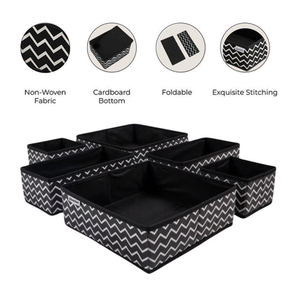 Qoolish 6-Pack Drawer Organizers- Black Stripes