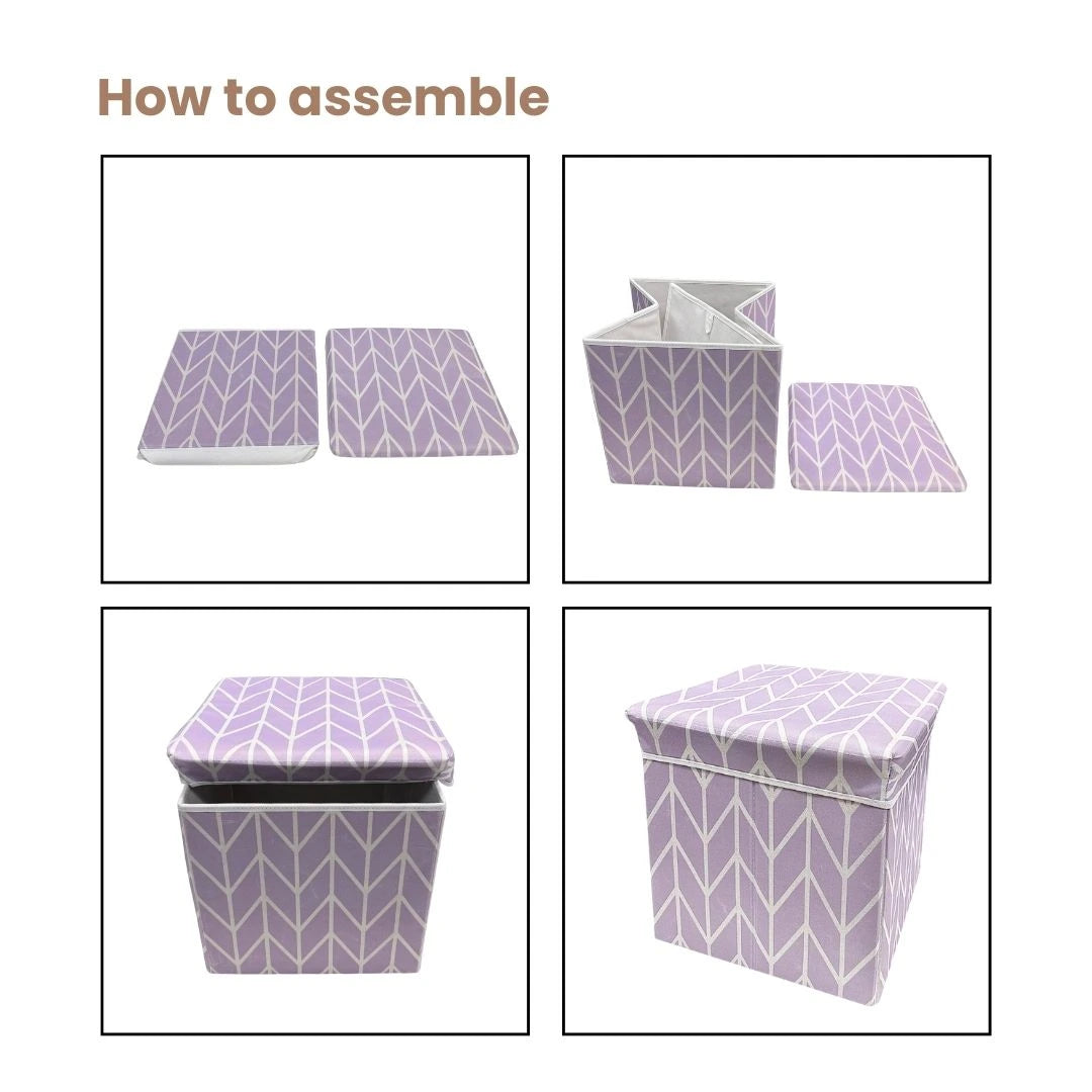 Qoolish 2 in 1 Kids Ottoman: Soft Cushioned Storage Stool For Toys, Clothes & Essentials | Available in 2 colors