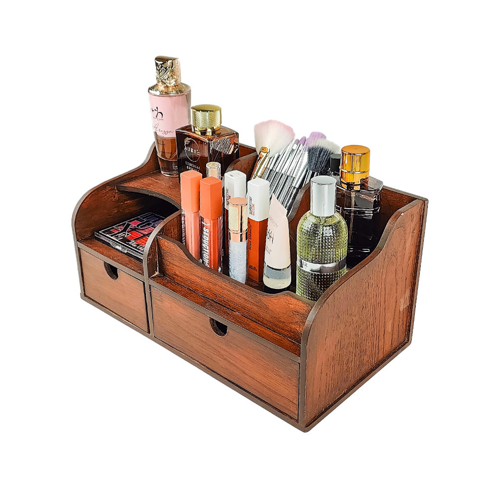 Qoolish Luxe Wood: Elevate Your Vanity with Multi-Storage Elegance!