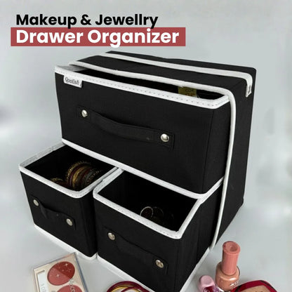 Qoolish Makeup & Jewellery Organizer Box – Black & White (Available in 3 colors)