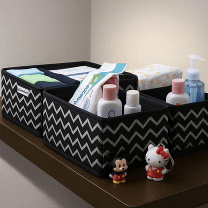Qoolish 6-Pack Drawer Organizers- Black Stripes