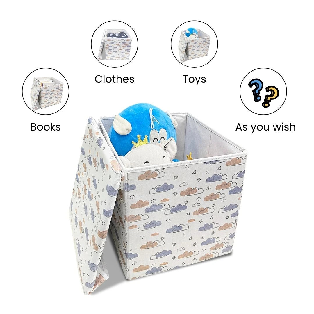 Qoolish 2 in 1 Kids Ottoman: Soft Cushioned Storage Stool For Toys, Clothes & Essentials | Available in 2 colors