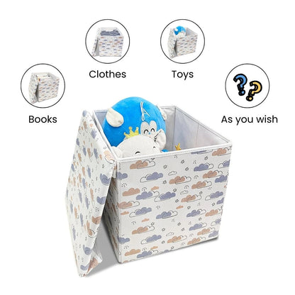 Qoolish 2 in 1 Kids Ottoman: Soft Cushioned Storage Stool For Toys, Clothes & Essentials | Available in 2 colors