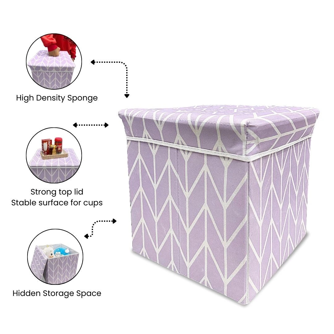Qoolish 2 in 1 Kids Ottoman: Soft Cushioned Storage Stool For Toys, Clothes & Essentials | Available in 2 colors