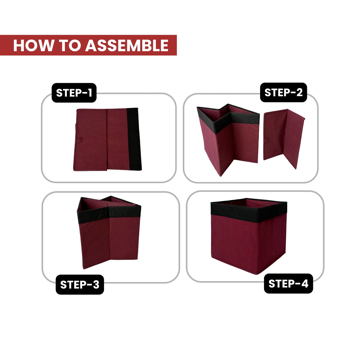 Qoolish Premium Fabric Storage Box Without Lid | Available in 3 Sizes: Small, Medium & Large