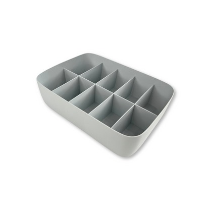 Multi-Compartment Plastic Storage Organizer - White, Blush, Beige, and Grey.