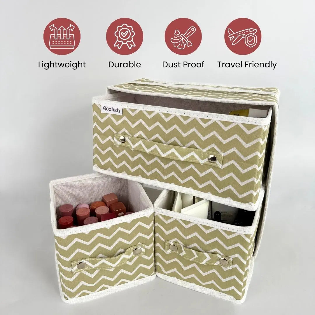 Qoolish Makeup & Jewellery Organizer Box – Black & White (Available in 3 colors)