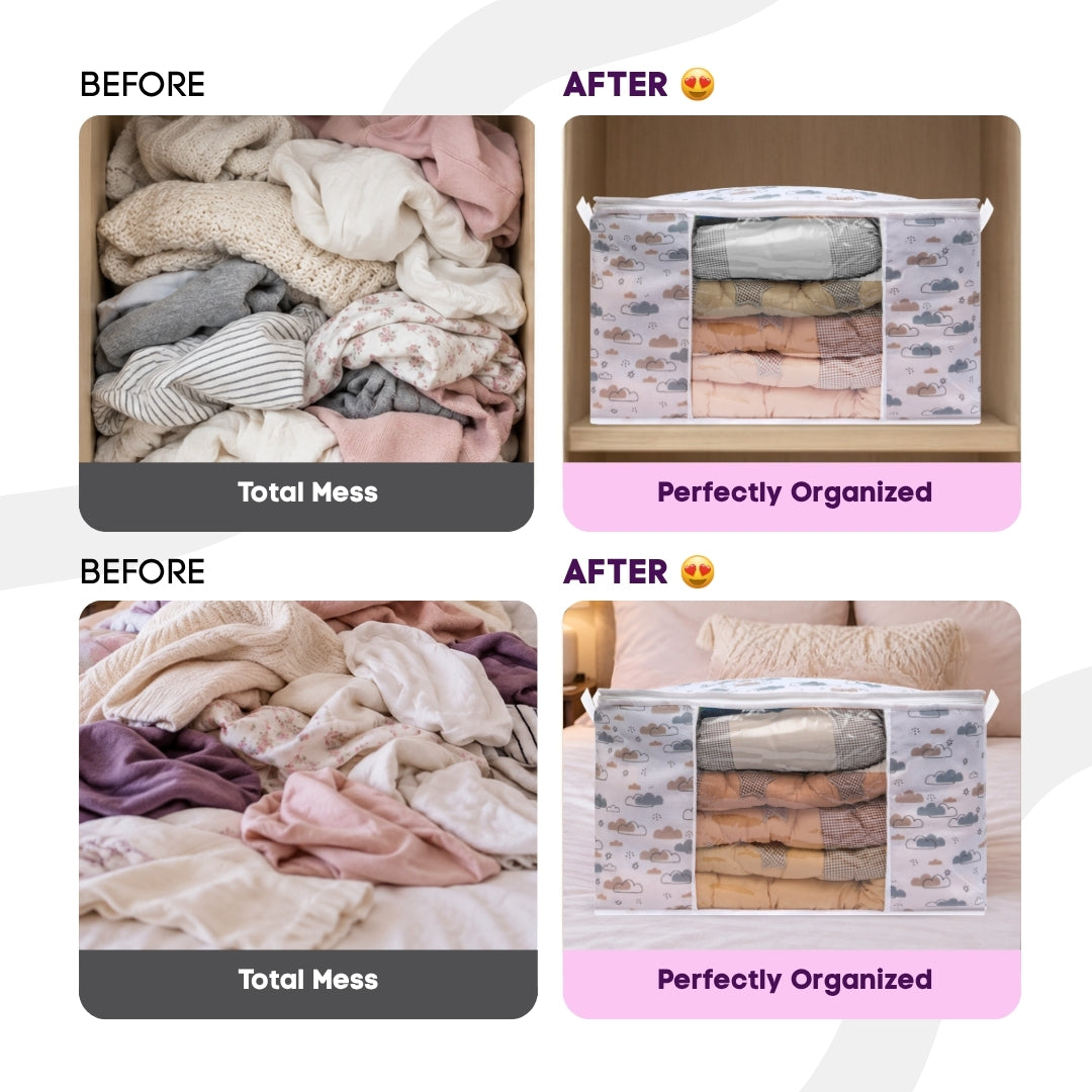 Qoolish Storage Bag - Dreamy Clouds Warm Neutral Hues (Available in Pack of 3 and Pack of 5)
