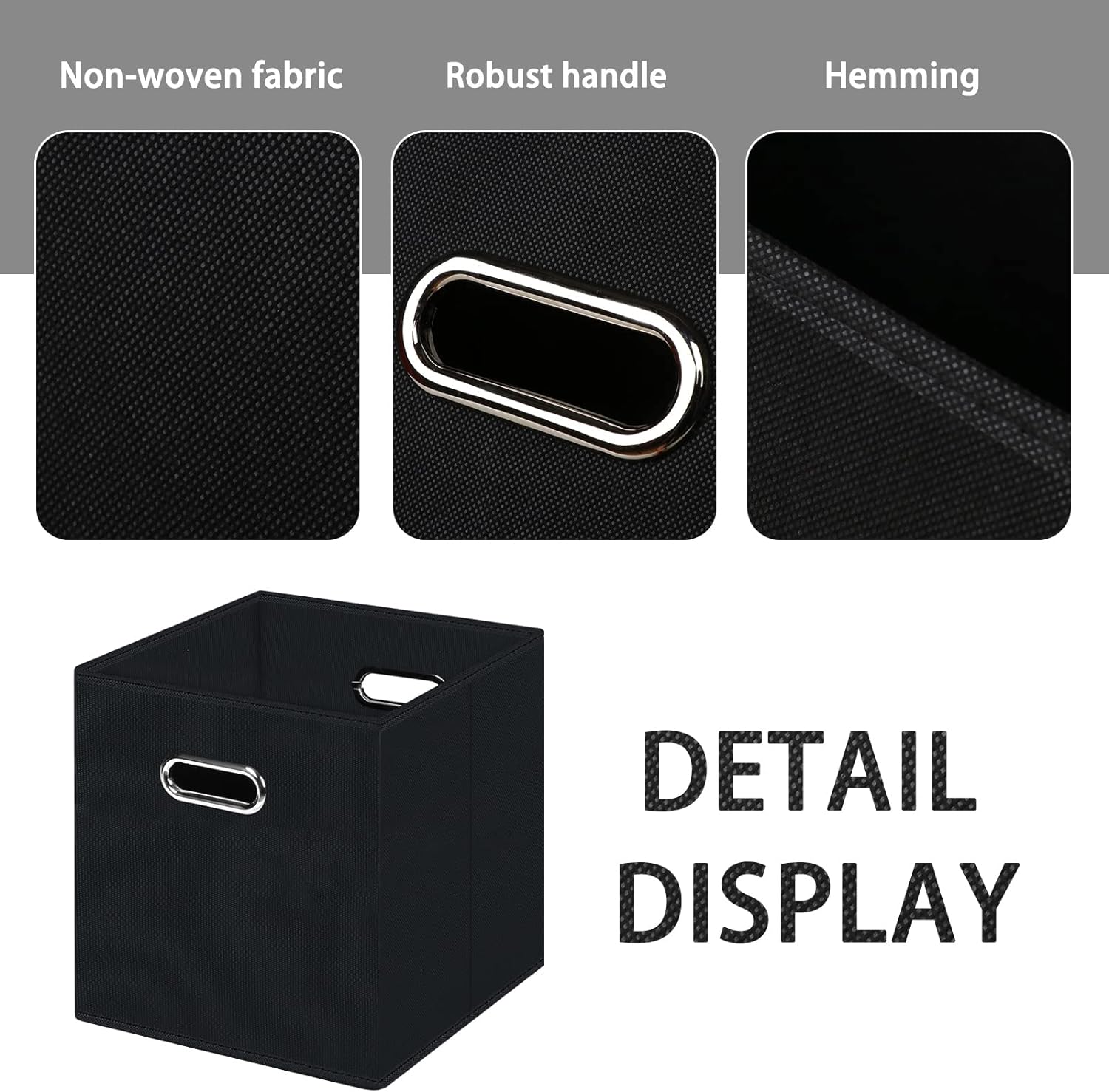 Black storage box without lid