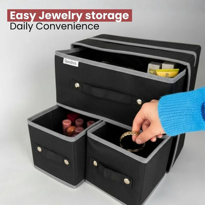 Qoolish Makeup & Jewellery Organizer Box – Black & White (Available in 3 colors)