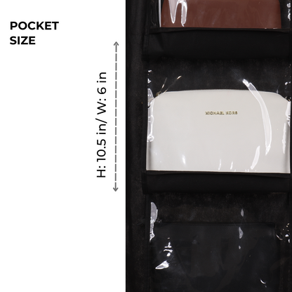 Qoolish Pack of 1: Black 8 pocket hanging purse organizer