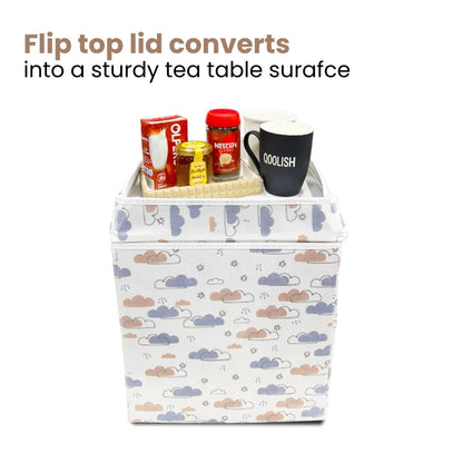 Qoolish 2 in 1 Kids Ottoman: Soft Cushioned Storage Stool For Toys, Clothes & Essentials | Available in 2 colors