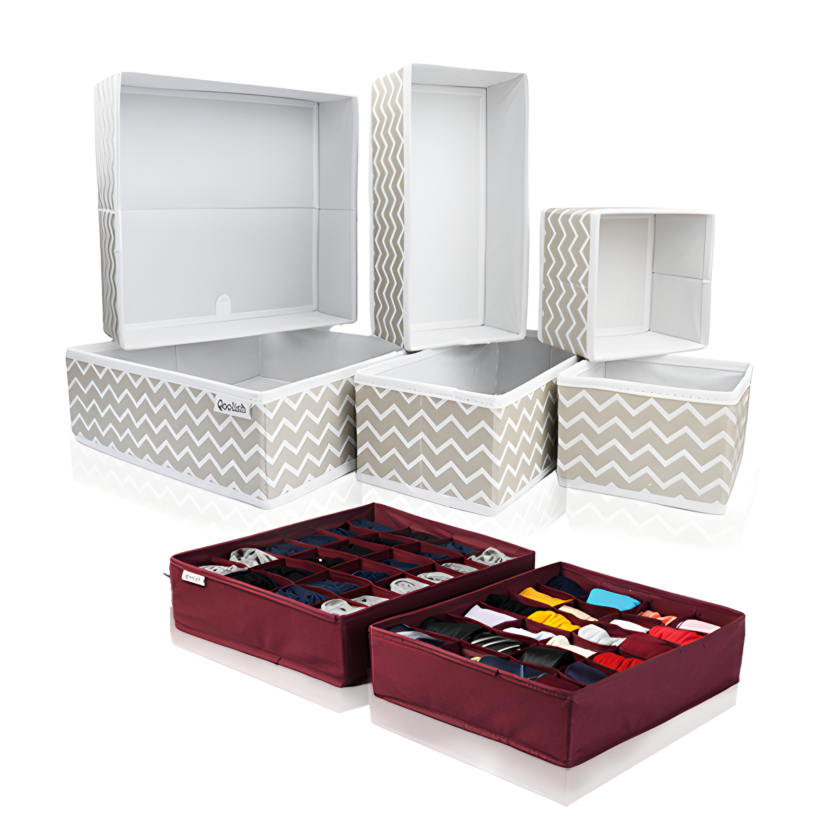 Bundle of 2 - Qoolish Pack of 4 & Pack of 6 Drawer Organizers (Available in 5 colours) - Qoolish