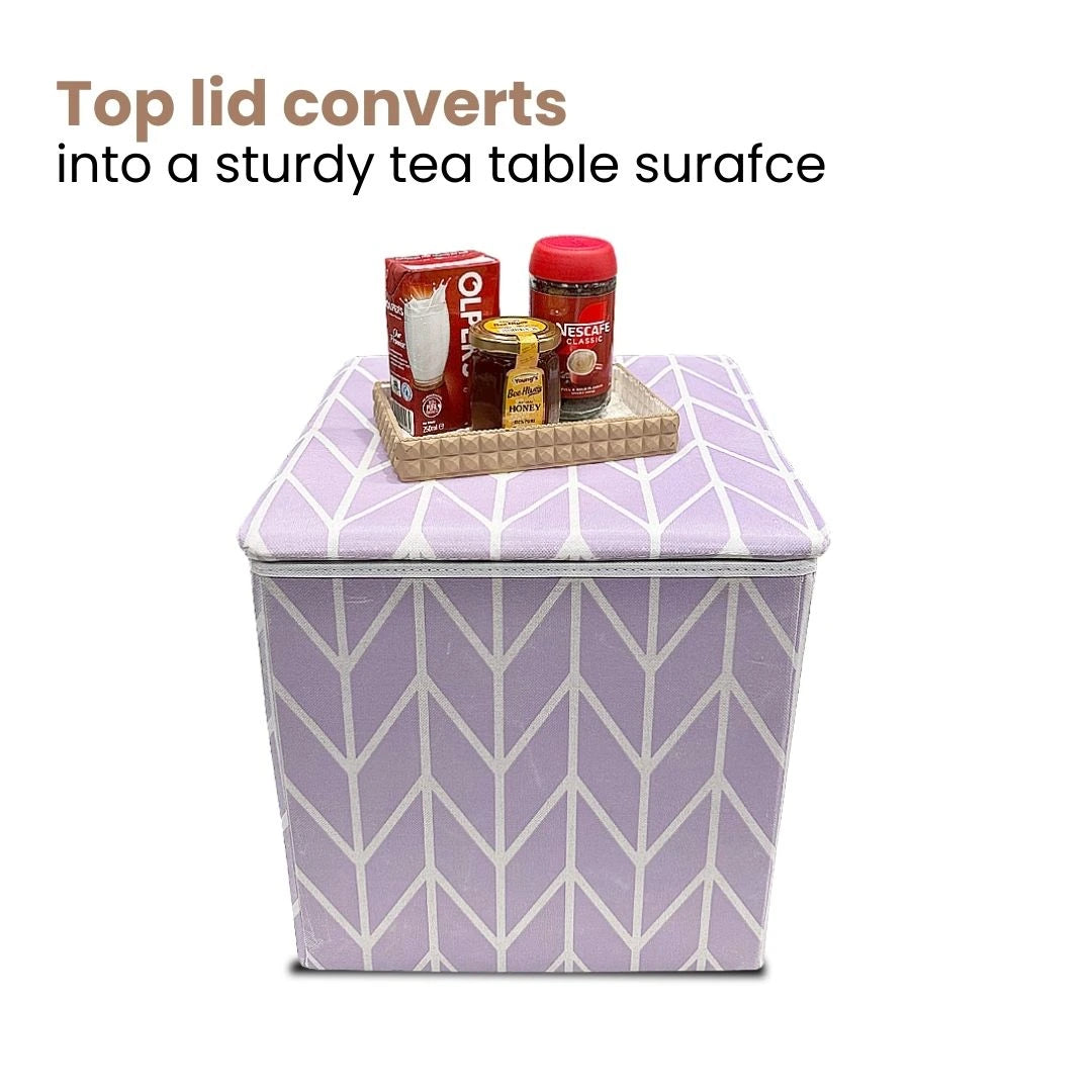 Qoolish 2 in 1 Kids Ottoman: Soft Cushioned Storage Stool For Toys, Clothes & Essentials | Available in 2 colors