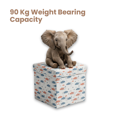 Qoolish 2 in 1 Kids Ottoman: Soft Cushioned Storage Stool For Toys, Clothes & Essentials | Available in 2 colors