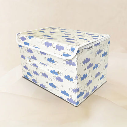 Storage Box with Lid- Dreamy Clouds Cool Blue Hues