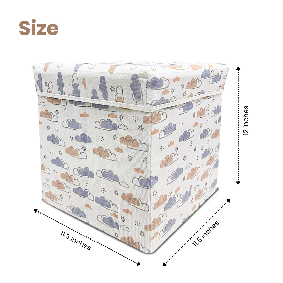 Qoolish 2 in 1 Kids Ottoman: Soft Cushioned Storage Stool For Toys, Clothes & Essentials | Available in 2 colors